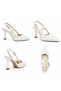 Women's Evening Dress Shoes with Stone Detail, Pointed Toe, Open Back, Heeled Shoes - 4