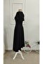 Women's Short Sleeve V-Neck Midi Viscose Dress with Pockets - 7