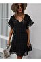 Women's Short Sleeve V-Neck Short Polka Dot Chiffon Dress - 4