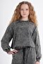 Girl's Crop Sweatshirt and Wide-Leg Pants Set - 2