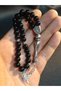 33-Piece Prayer Beads with Tuğra Detail, Designed with Black Glass Beads - 2