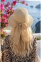 Elegant Jute Ribbon Decorated Sun Protection Women's Straw Hat - 3