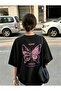Women's Pink Butterfly Printed Comfortable T-Shirt Suitable for Daily Use