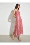 Pink Lace Halter Neck A-Line Maxi Dress - 2