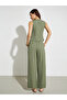 Olive Sleeveless Waistcoat and Wide Leg Pants Co-Ords - 6