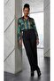 Women's Black Double Face Fabric High Waist Wide Leg Plus Size Pants - 5