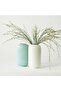 Line Patterned Stoneware Vase Modern Decorative White 22 cm - 2