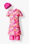 Girls Short Sleeve Lycra Semi-Covered Swimsuit with Tights 2904 Pink - 2