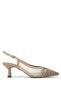 Women's Faux Leather Beige Heeled Shoes