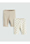 Ecru Corded Fabric Baby Girl Short Tights 2-Pack
