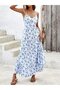 Women's Strappy V-Neck Tie Back Long Jersey Dress - 4