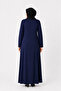 Women's Middle-Aged Patterned Mother Combed Cotton Dress 1380-Navy Blue - 6