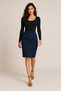 Women's Navy Blue Patterned High Waist Below Knee Pencil Skirt Daily Office Stylish Skirt - 3