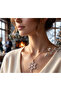 Gold Color Zircon Stone Snowflake Model Steel Necklace - 2