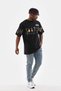 Men's Short Sleeve Summer T-Shirt Crew Neck Printed Oversize T-Shirt - Black - 6