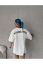 Women's Short Sleeve Summer T-Shirt Crew Neck Printed Oversize T-Shirt - White - 3