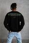 Men's Oversize Sweatshirt with Front and Back Print, 3-Yarn Cotton - Black Mariposa Secret - 5