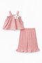 Baby Girl Pink Muslin Floral Detailed Strappy Double Set - 2