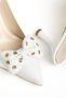 Perla Women's White Shiny Skin Bowknot Gold Detailed Classic Heeled Shoes - 3