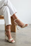 Tesa Women's Heeled Blunt Toe Leather Sandals Skin