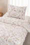 Wildflower Patterned Single Cotton Duvet Cover Set |   Modern Dowry Set (Duvet Cover, Non-Slip Sheet and Pillowcase) - 2