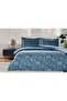 Barocco -Elastic Fitted Sheet- Reversible Double Duvet Cover Set -Blue 100% Cotton - 6