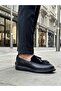 Aba0005 New Season Thick Soled Black Suede Loafer Shoes - 4