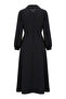 Scarf Collar Half Button Belted Dress 2262-01 Black - 6