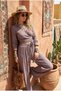Asymmetrical Pocketed Elastic Trousers Side Tie Sleeves Crop Summer Vacation Textured Seersucker Fabric Women's Bohemian Boho Set