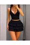 Ruffled Skirt and Low-Cut Neckline Detail, Glittery 2-Piece Set - 4