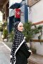 شال لارا منقوش باللونين الأسود والأبيض - 4