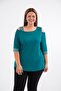 Women's Plus Size Shoulder Detailed Stoned Blouse - 5