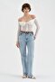 Women's Long Sleeve Off-Shoulder Flock Print Tulle Detailed Design Corset