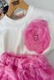 My Little Girl's Rose Detailed Skirt 2-Piece Set for Girls - Pink - 3