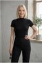 Women's 2-Pack Black and White Cotton Half Turtleneck Short Sleeve Basic T-Shirt Stretchy High Neck Lycra T-Shirt - 5