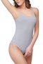 Glb-Stl41414 Women's Snap Fastener Bodysuit with Rope Straps, Gray