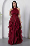 Halter Neck Ruffled Satin Dress Eli̇6073 - 3