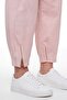 Women's Powder Summer Slim Trousers with Belt and Accessory Detail on the Leg - 3