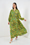 Women's Patterned Long Hijab Dress 1155 - G.Green - 4