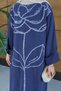 Women's Embroidered Bat Sleeve Linen Dress - 4