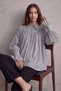 Gray Women's Oversize Shirt with Gathered Sleeves and Low Shoulder Detail - 2