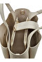 Cream Lock Detailed Soft Textured Multi-Compartment Women's Handbag and Crossbody Shoulder Bag - 7