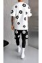 "Men's White T-Shirt with Black Floral Pattern Oversized Shorts Set" - 5