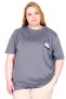 Mode XL Real Big Size Women's T-Shirt Bıs Yaka Beyond U26115 Fume - 2