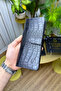Creen Croco Black Real Genuine Leather Phone Wallet Unisex (Men-Women) Valentine's Day Gift - 5