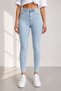 Women's Light Blue High Waist Skinny Fit Slimming Jean Trousers - 2