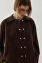 Double Button Tencel Shirt Brown - 4