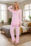 New Season Pink Lace Button Detailed Special Design Long Sleeve 100% Cotton Maternity Pajama Set - 7
