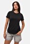 Women's Black S6-1 Crew Neck Organic Cotton T-Shirt - 5
