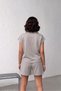 Women's Light Gray Polo Collar Elastic Waist Bottom Top Shorts Set Nj141 - 2
